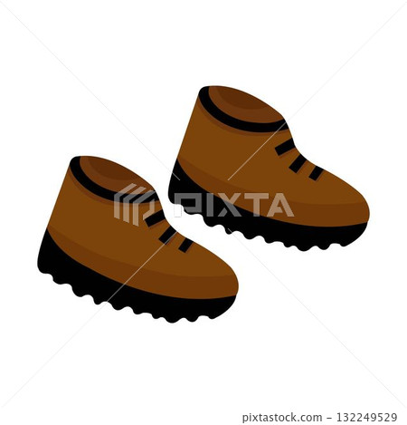 Illustration of brown hiking boots 132249529