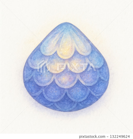 Glowing magical mermaid scale, depicted with mystical watercolor illustration, shimmers with serene blue and purple hues. An enchanting accessory, singular object, evokes delightful sense Glowing magical mermaid scale, depicted with mystical watercolor illustration, shimmers with serene blue and purple hues. An enchanting accessory, singular object, evokes delightful sense 132249624