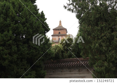The starting point of the Silk Road: Big Wild Goose Pagoda at Da Ci'en Temple in Xi'an, China 132249721