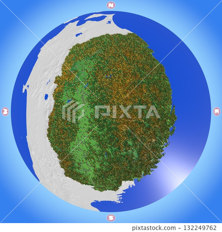 A planet-style map of Iwate Prefecture that beautifully recreates elevation, forests, and residential areas. 132249762