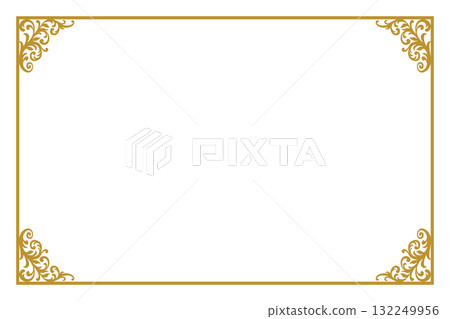 典雅的金色裝飾框/橫框向量素材 132249956