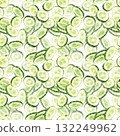 Sliced cucumber slices seamless pattern. Watercolor fresh vegetable cut cucumber circles. Realistic painted illustration for farming food fabric, packaging for cosmetic on isolated white background 132249962