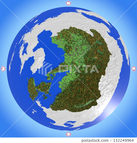 A planet-style map of Kumamoto Prefecture that beautifully recreates elevation, forests, and residential areas 132249964