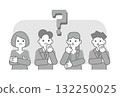 Monochrome illustration of business people thinking in a team 132250025