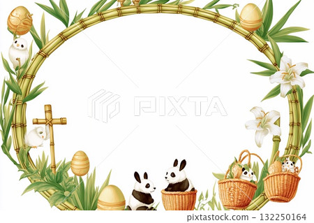 Celebrate Easter with pandas in a vibrant bamboo forest setting Celebrate Easter with pandas in a vibrant bamboo forest setting 132250164