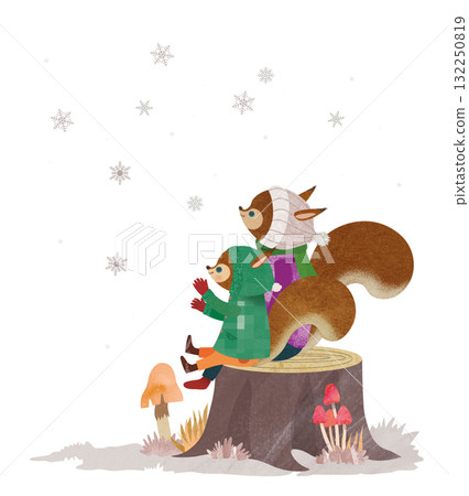 父母和孩子的松鼠 132250819