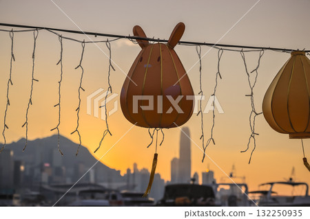 Oct 17 2025 Yellow And Orange Lanterns Hang In A Festive City Street 132250935