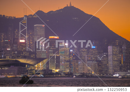 Oct 17 2025 Vibrant Hong Kong Night Skyline Over Victoria Harbor With Modern Skyscrapers 132250953