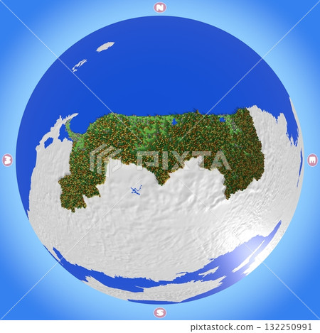 鳥取縣的星球風格地圖，精美再現了海拔、森林和住宅區 132250991