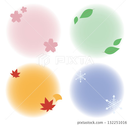 Round frame material for spring, summer, autumn and winter with seasonal illustrations 132251016