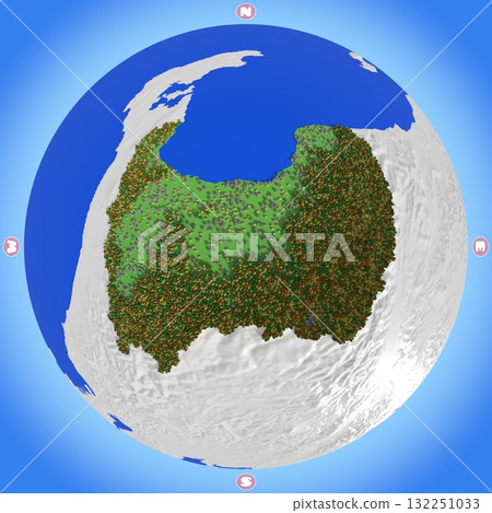A planet-style map of Toyama Prefecture that beautifully recreates elevation, forests, and residential areas 132251033
