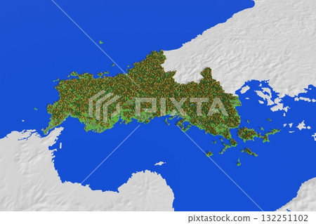 A cute map of Yamaguchi Prefecture showing elevation, forests, and residential areas A cute map of Yamaguchi Prefecture showing elevation, forests, and residential areas 132251102