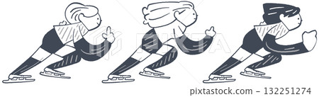 速度滑冰(團體追逐賽):線條之美-描繪團隊合作與速度的單色設計 速度滑冰(團體追逐賽):線條之美-描繪團隊合作與速度的單色設計 132251274