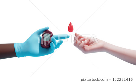 Health pro checks patient blood glucose levels, created AI, PNG 132251416
