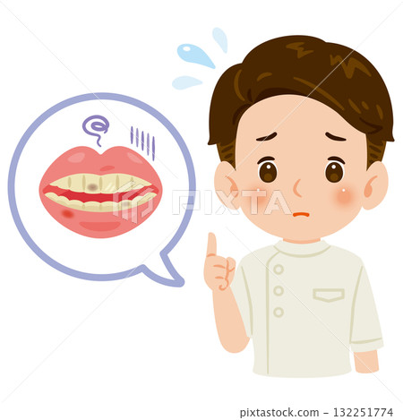 Male doctor wearing a casey with unhealthy teeth upper body illustration Male doctor wearing a casey with unhealthy teeth upper body illustration 132251774