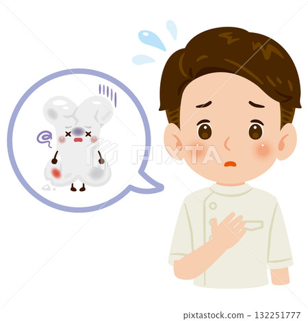 不健康的骨骼特徵和男醫生穿著凱西上身插圖 不健康的骨骼特徵和男醫生穿著凱西上身插圖 132251777