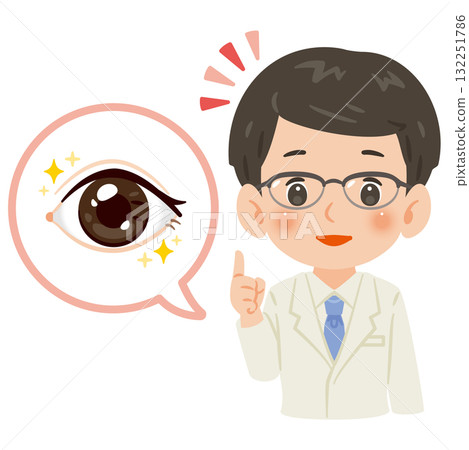 Healthy eyes and a male doctor in a white coat upper body illustration Healthy eyes and a male doctor in a white coat upper body illustration 132251786