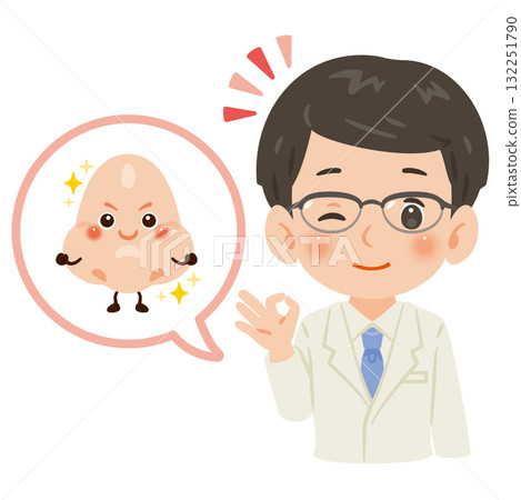 Healthy nose character and male doctor in white coat upper body illustration 132251790