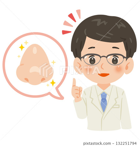 Healthy nose and male doctor in white coat upper body illustration 132251794
