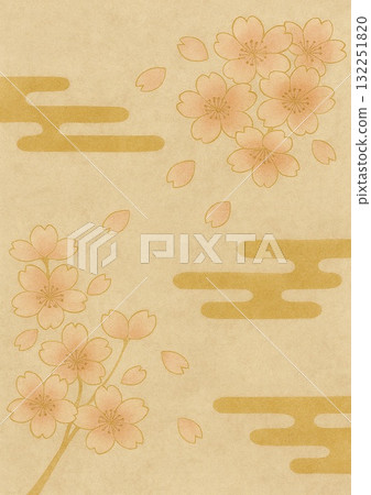 Background material of a cherry blossom picture with the gentle texture of Japanese paper 132251820