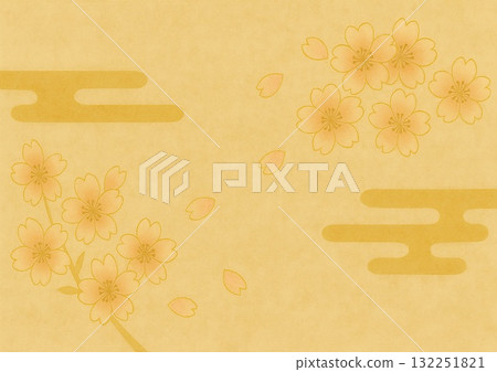 Background material of a cherry blossom picture with the gentle texture of Japanese paper 132251821