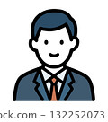 一位穿西裝的男性商人的平面圖標插圖 132252073