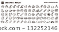 Japanese cuisine and food hand-drawn icon illustration set - Japanese food, sushi, and Japanese sweets - EPS version, line thickness editable 132252146