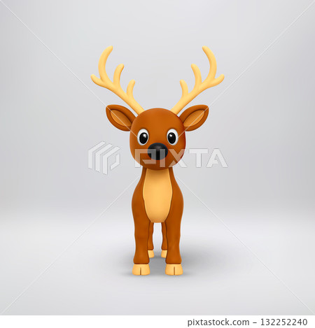 Cute 3D rendering of a brown deer Cute 3D rendering of a brown deer 132252240