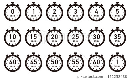Time timer stopwatch icon set 132252488