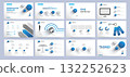Modern Business Presentation Template with Blue Abstract Design 132252623