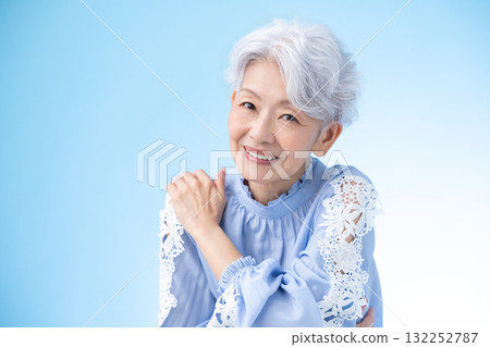 Smiling senior woman with gray hair Smiling senior woman with gray hair 132252787