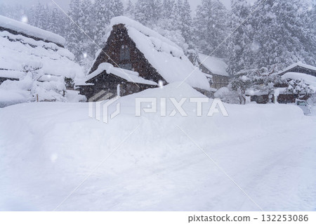 【大雪素材】白川鄉降雪量創歷史新高的雪景【岐阜縣】 132253086