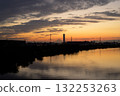 Sunset on the surface of the water 132253263