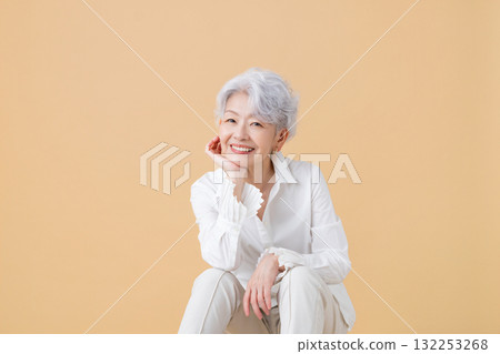 Senior woman portrait of a gray-haired woman Senior woman portrait of a gray-haired woman 132253268
