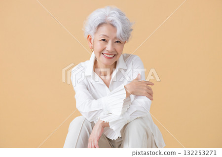 Senior woman portrait of a gray-haired woman 132253271