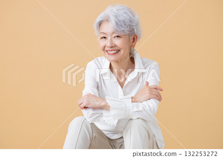 Senior woman portrait of a gray-haired woman Senior woman portrait of a gray-haired woman 132253272