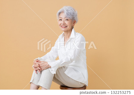Senior woman portrait of a gray-haired woman Senior woman portrait of a gray-haired woman 132253275