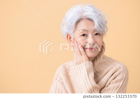 Senior woman portrait of a gray-haired woman 132253370