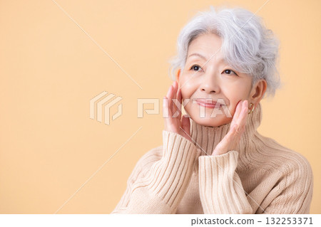 Senior woman portrait of a gray-haired woman 132253371