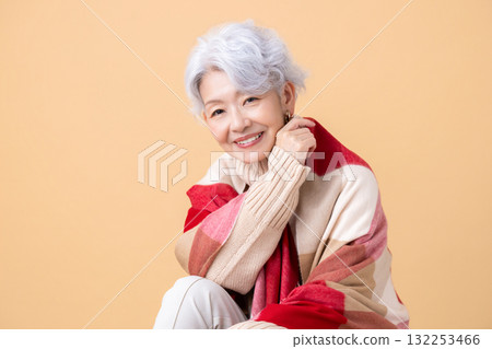 Senior woman portrait of a gray-haired woman 132253466