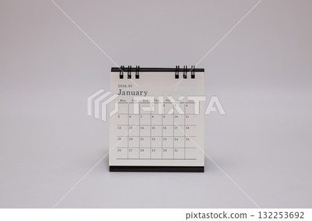 January 2026 desk calendar stock photo 132253692