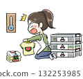 Illustration of a sudden cold or chilly day after changing clothes 132253985