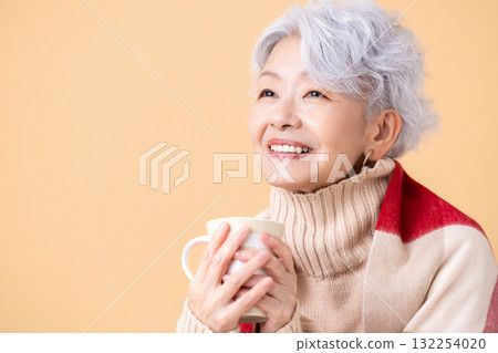 Senior woman portrait of a gray-haired woman 132254020