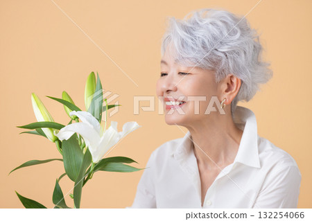 Senior woman portrait of a gray-haired woman Senior woman portrait of a gray-haired woman 132254066