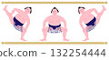 3-pose set of sumo wrestlers stomping 132254444