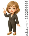 3D chibi woman in a business suit pointing 132254446
