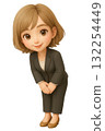 3D chibi woman in a business suit bowing 132254449