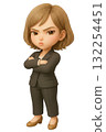 3D chibi woman in a business suit with arms crossed and an angry expression 132254451