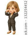 3D chibi woman in a business suit crying and rubbing her eyes 132254452