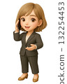 3D chibi woman in a business suit making a phone call 132254453